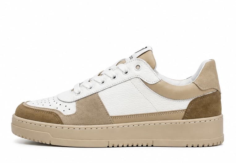 Sneakers in Pelle con Dettagli Effetto Suede - Vista 4